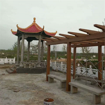 承接水泥仿木景觀花架長(zhǎng)廊,古建工程水泥仿古亭子,休息坐凳